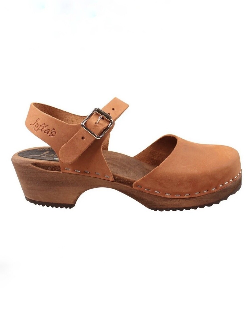 LOTTA FROM STOCKHOLM LOW WOOD CLOGS BROWN OILED NUBUCK LEATHER SZ 39